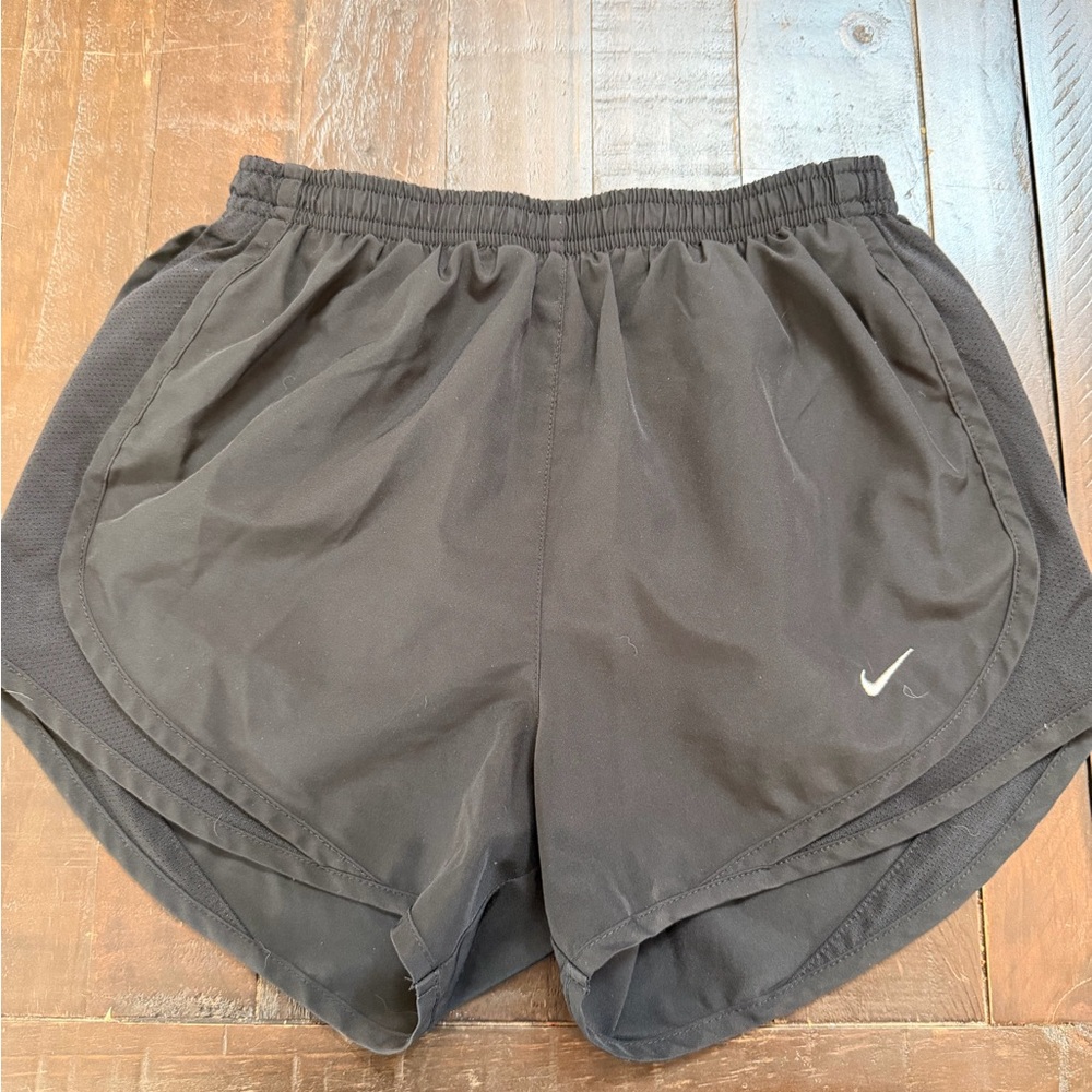 Nike Black Athletic Running Shorts with White Swoosh